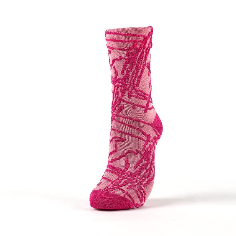 MEIKAN Women s Mid-Calf 3D Embossed Abstract Fashion Socks - Spring Summer Collection, Thin and Personalized. 35-38 светло-розовый