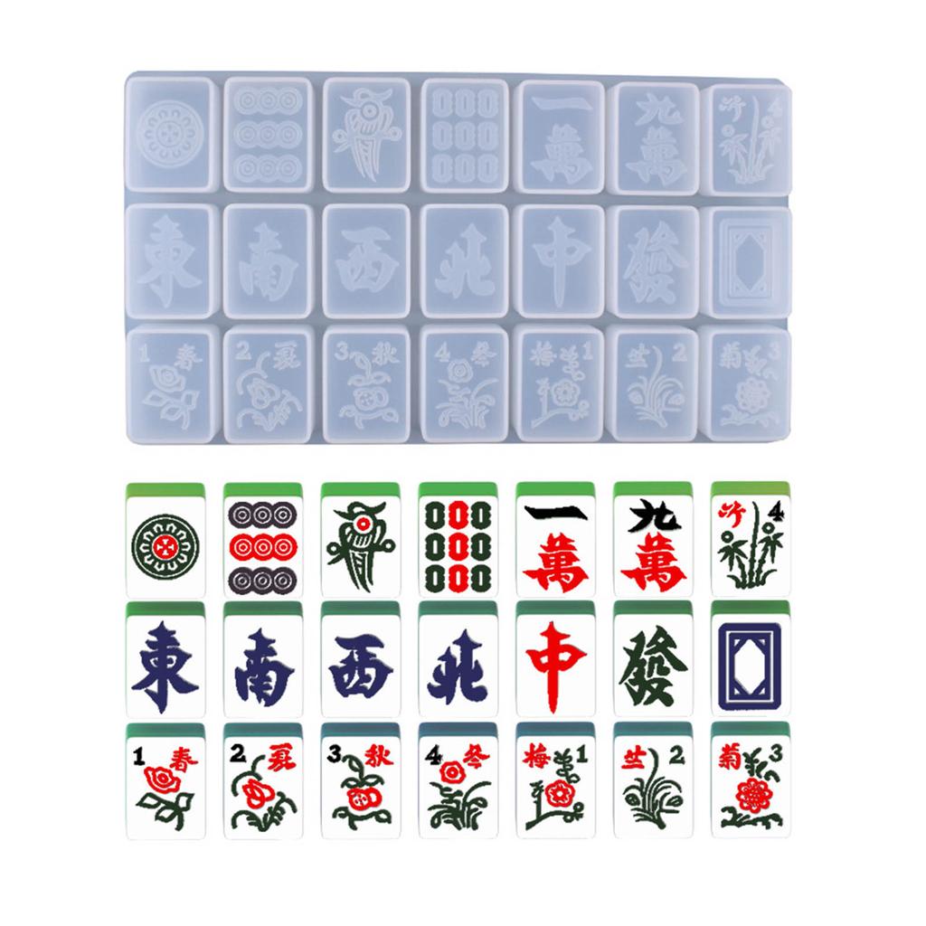 DIY Mahjong Silicone Mold Handmade Mahjong Making Supplies Crystal Glue Mold Mahjong Game Pieces Tiles Resin Cake Silicone Molds