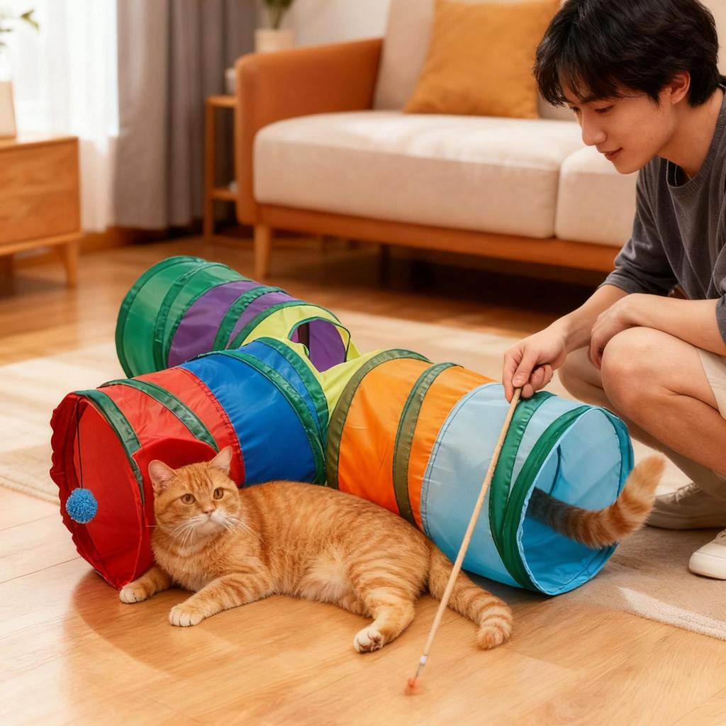 Cat Tubes And Tunnels 3 Way Foldable With Peephole Pet Tunnel Interactive Cat Toys For Kitten Puppy Small Dog Pet Indoor Play