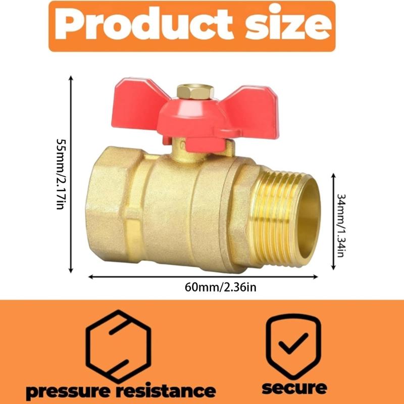 Brass Ball Valves 1inch Male Female Thread Connector Shut Close Valves With Butterfly Handle Quick Connector Ball Valves