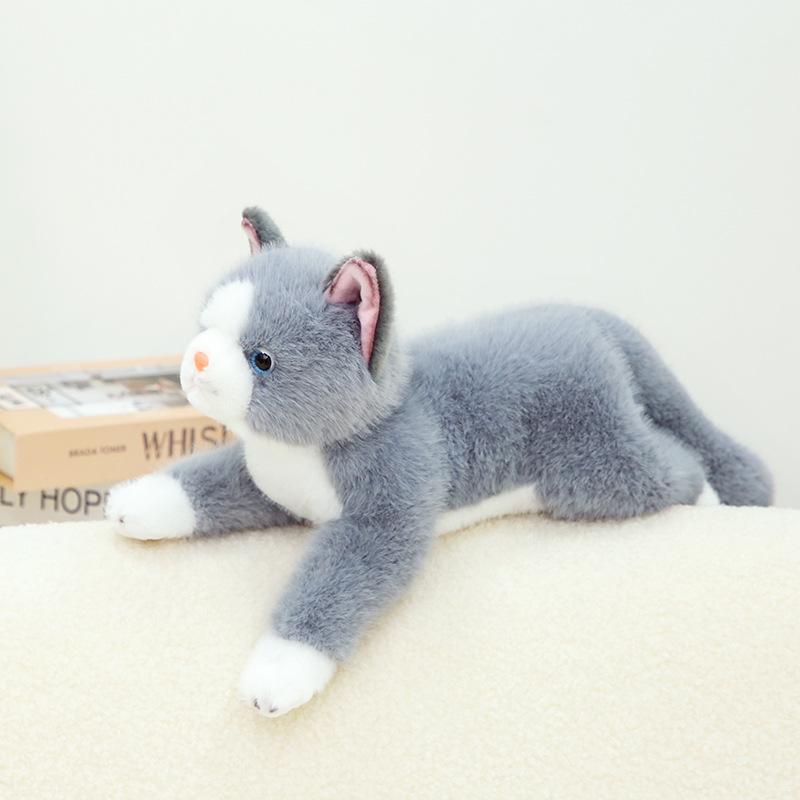 Soft Lying Model Simulation Cat Plush Toy Cute Kitten Doll Children Soothing Company Throw Pillow Rag Doll