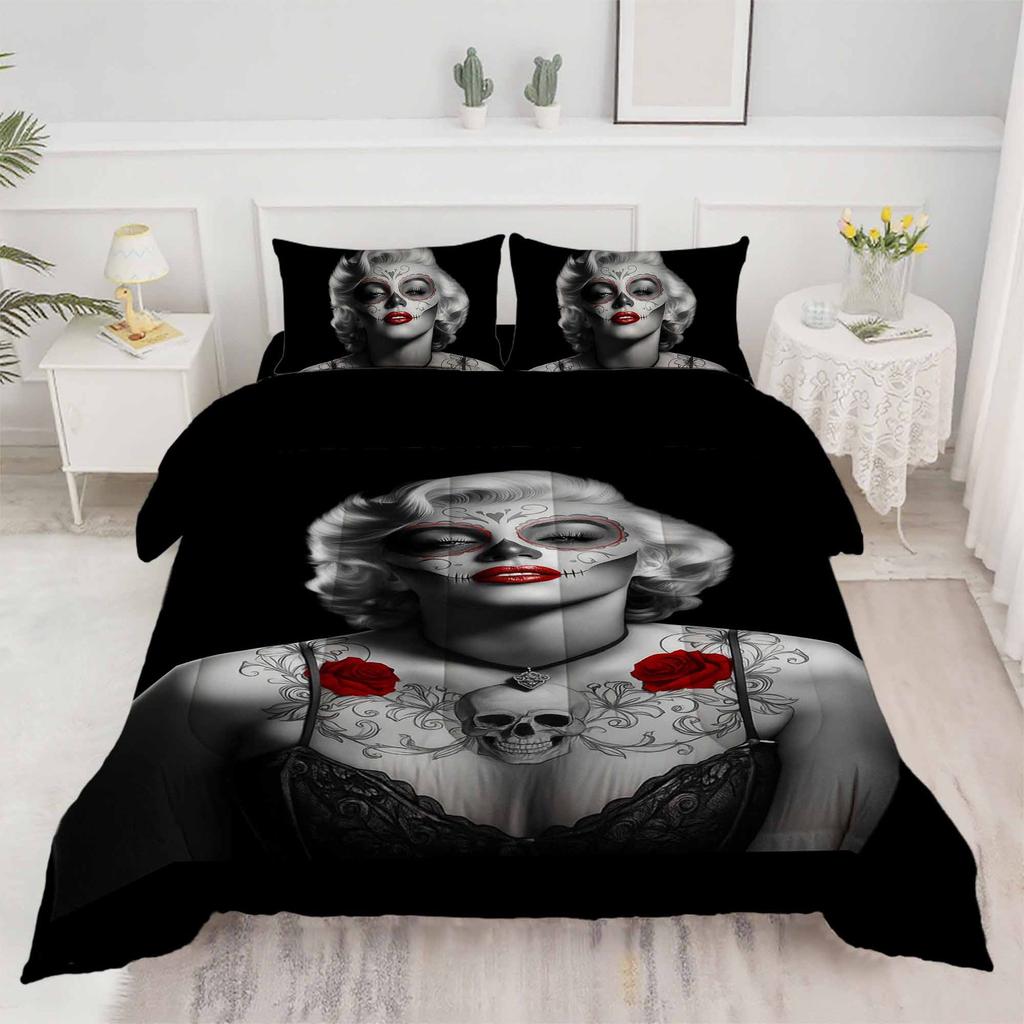 Sexy Woman 2Pcs Soft Breathable Duvet Cover Set, 3D Printed Bedding Set, Womanduvet Cover Pillowcases For Girl Boy Gift Single
