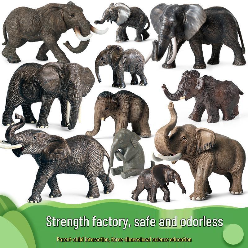 Wildlife Park Elephant Models: Asian, African & Mammoth - Educational Toy for Children's Cognitive Science
