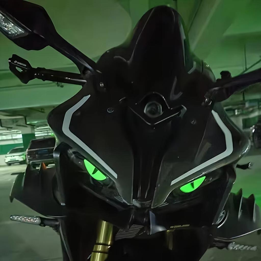 3D Glow-in-the-Dark Devil Cat Eye Stickers for Motorcycles | Colorful & Stereo Motorcycle Decals | Eye-catching Motorcycle Acces