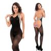 Yue Butterfly Leopard Print Halter Neck Lingerie Bodysuit & Stockings Sleepwear