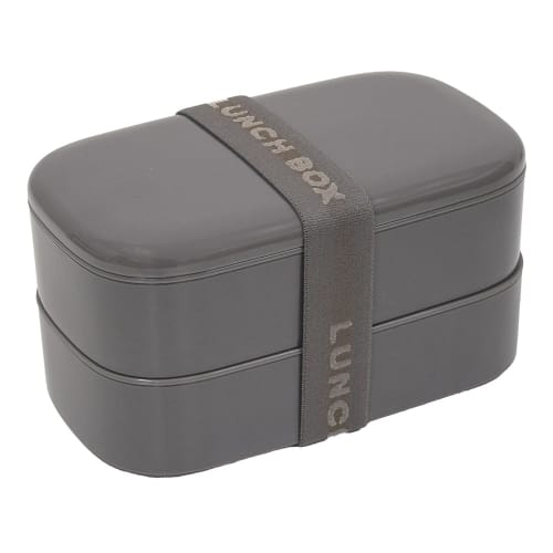 Monochrome Oval 2-Tier Lunch Container, 800ml, Charcoal Gray, 73646