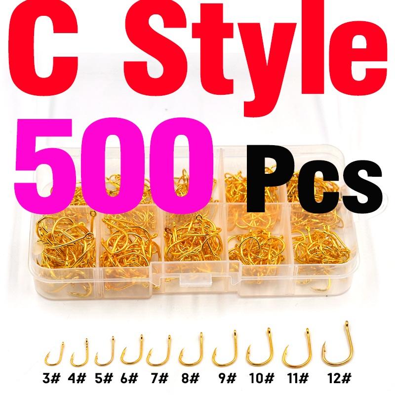 MNFT 500Pcs High Carbon Steel Fishing Hooks Mixed Size Fishhook #3~12 Box Jigging Bait Hook Black Golden Barbed With Hole hooks