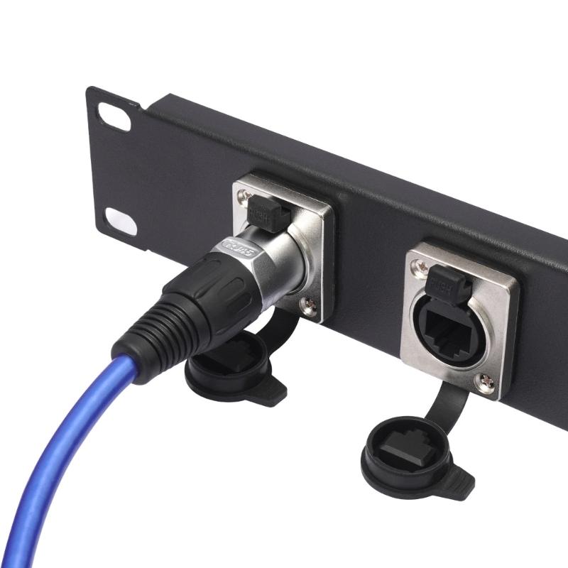 RJ45 Panel Mounted Coupler With Locking Interface 180/90 Degree Compatibles Cat5/Cat6 Cable ABS Metal