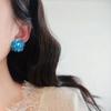 Blue beaded stud earrings heavy industry hand-woven hydrangea earrings white holiday wind ear clips mosquito coil disc s