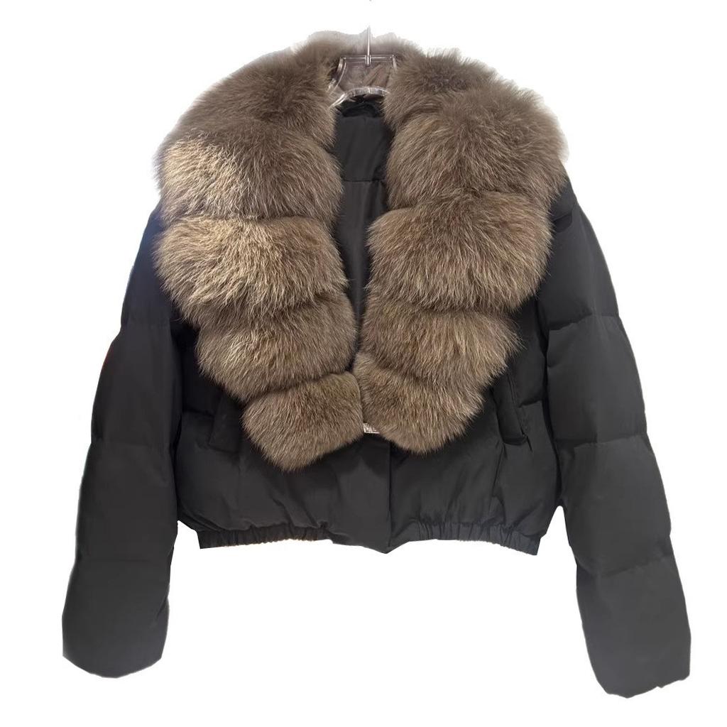 European Station New Fox Big Fur Collar Down Jacket Women's Short Fashion Temperament Loose Luxury Fur Jacket