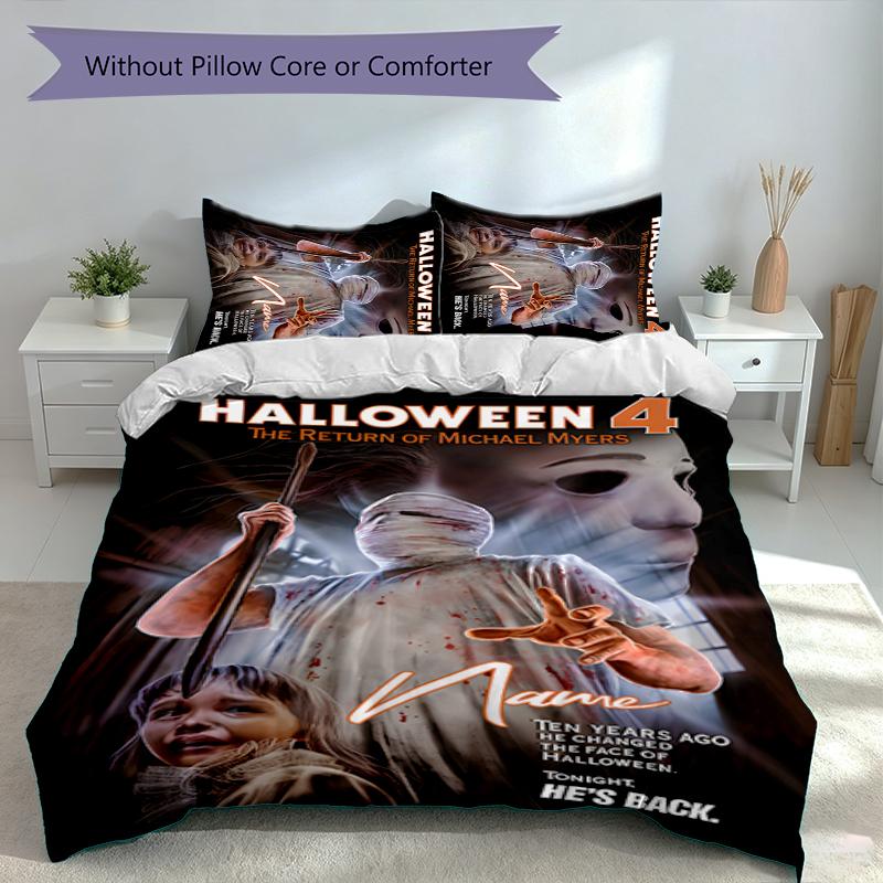 Set da 3 pezzi con nome personalizzato Michael Myers, Include 1 copripiumino e 2 federe, Decorazione per camera da letto per tutte le stagioni