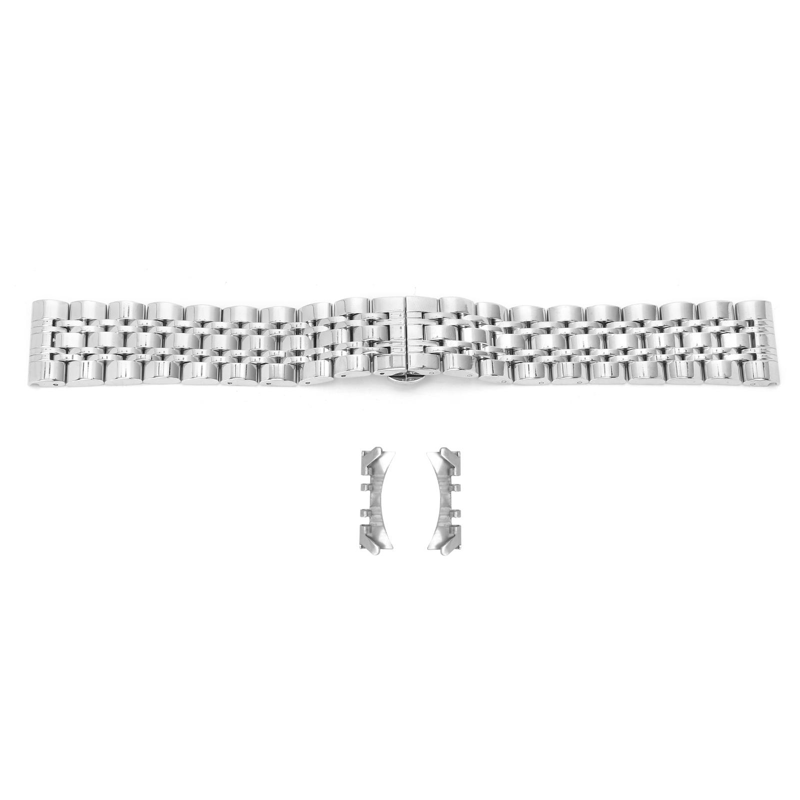 Automobile And Motorcycle Supplies Men's Silver Stainless Steel Watch Band Solid Adjustable Butterfly Clasp Replacet Watchband22mm