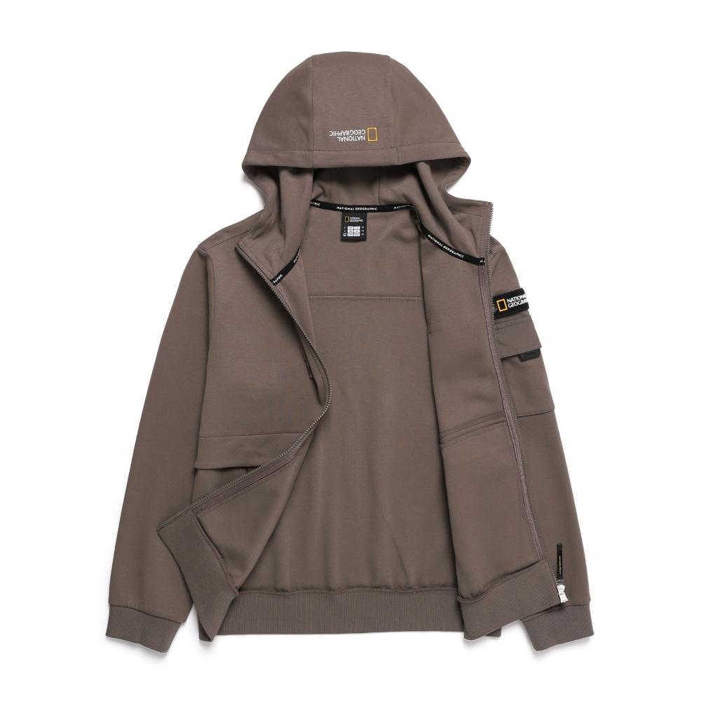 Nationalgeographic N243Uft920 Shulian Sleeve Pocket Training Zip-Up Hoodie K Mocha