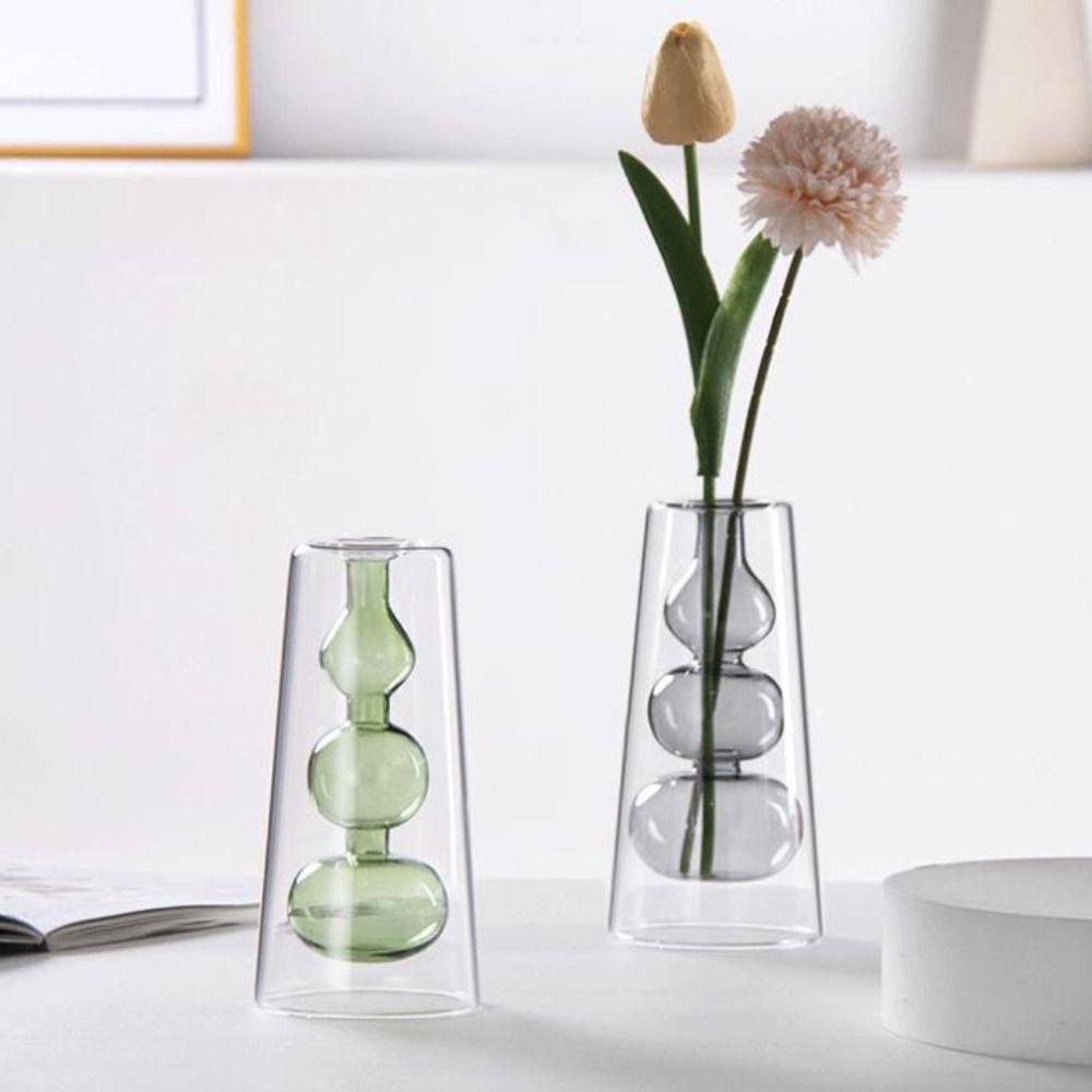 Minimalism Double-layer Flower Vase Creative Aromatherapy Diffuser Bottle Wedding Decor