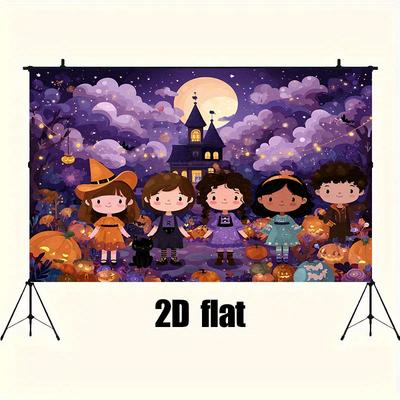 1Pcs 2D Flat Banner Halloween Fantasy Fairy Tale Theme Background Cloth Party Banner  No Electricity Required
