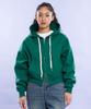 Cream Soda Lab Plain All Season Two-Way Crop Zip-Up Hoodie Green