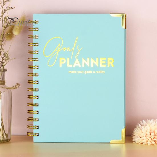 Make Your Goals A Reality Planner 2026 Weekly Notebook Spiral Bound Goal Journal with Elegant Cover Smooth Lines Design Setting & Task Tracking