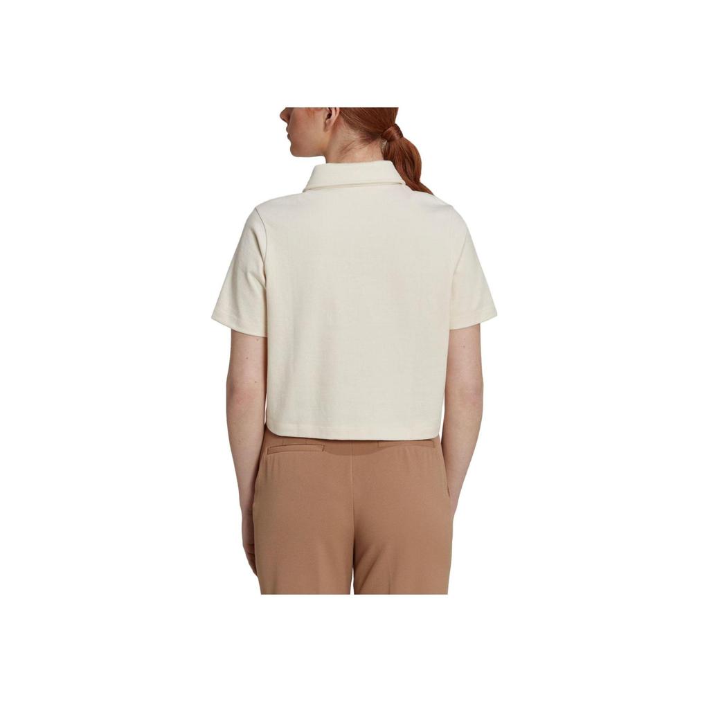 Adidas Originals Series Trefoil Logo Short Sleeve Polo Shirt Women Casual Daily Comfort Tops White HL6578