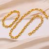 European Elegant Stainless Steel Jewelry Set: Mouth-Shaped Chain and Interlocking Square Bracelet Necklace