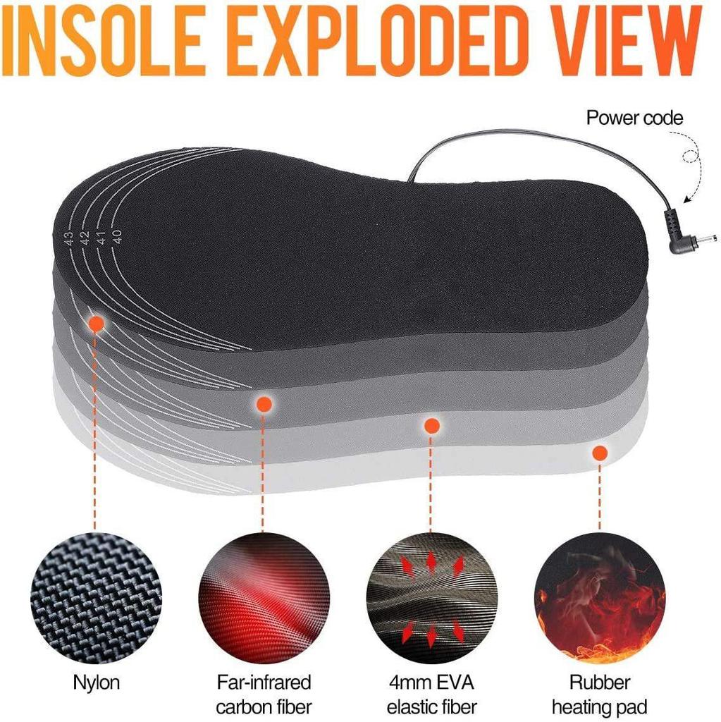 USB Heated Cuttable Insoles for Warm Feet - Rechargeable and Adjustable Heating Insoles