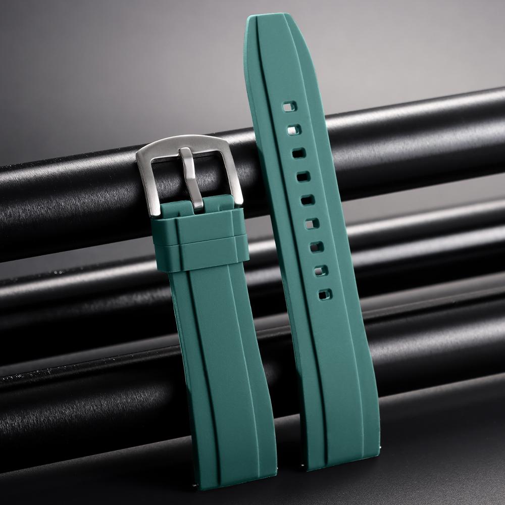 20mm 22mm Silicone Waterproof Sports Fashion Belt Watch Strap Rubber Watch Band Wristband Green for Seiko for Omega for Casio