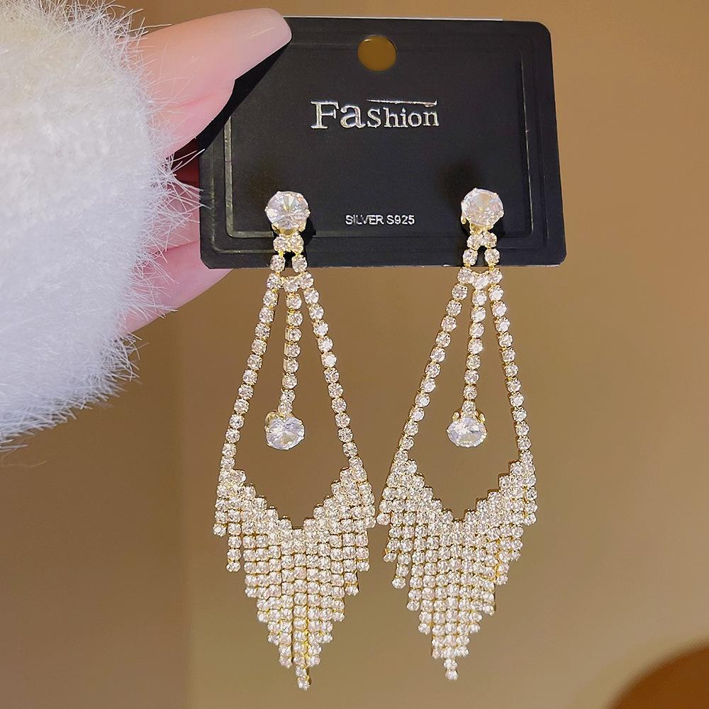925 Silver Needle Tassel Pearl Earrings: High-End Celebrity Design for Women