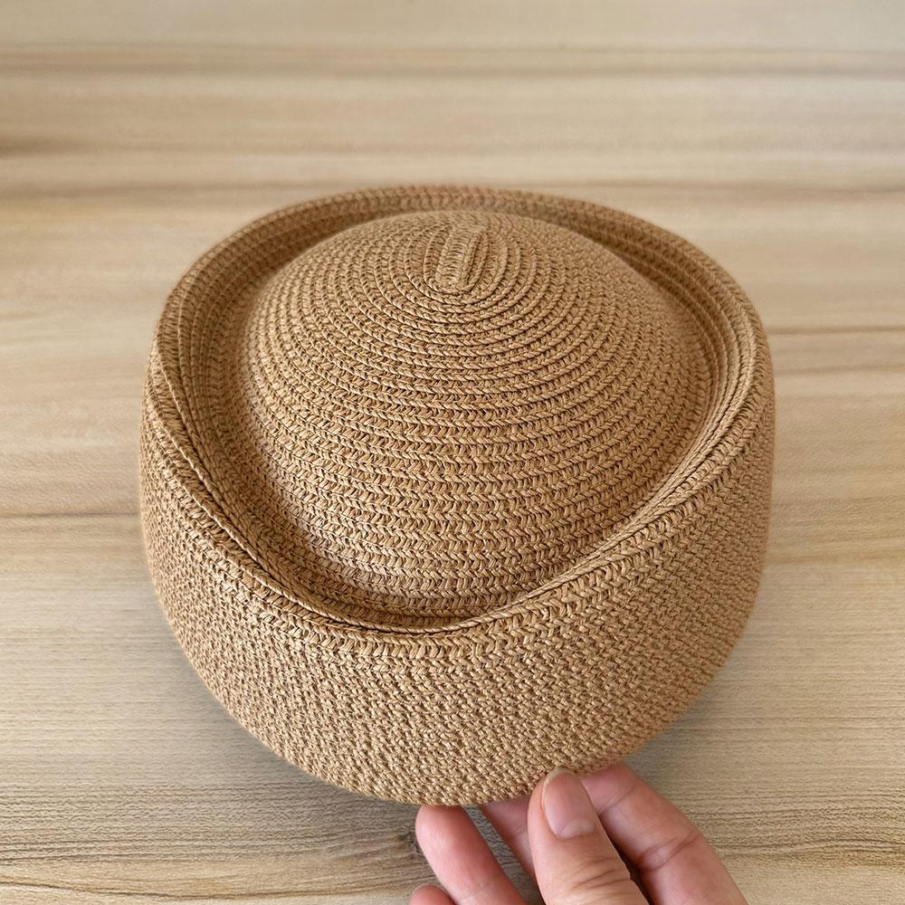 Ins Blogger Sun Hat Summer Flat Beret Women Water Droplet Flight Attendant Hat Circle Concave Top Church Derby Party Pillbox Hat