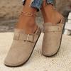 Hausschuhe Damen Tragen Dicke Sohle Lässig Gürtelschnalle Boken Schuhe Halbe Unterstützung