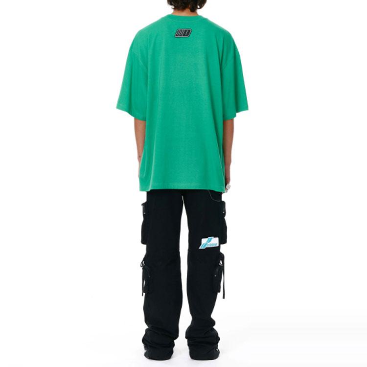 We11done Ss22 Logo Heart Pattern Printed Round Neck Short Sleeve T-Shirt Unisex T-Shirt Green WD-TT1-22-672-U-GR