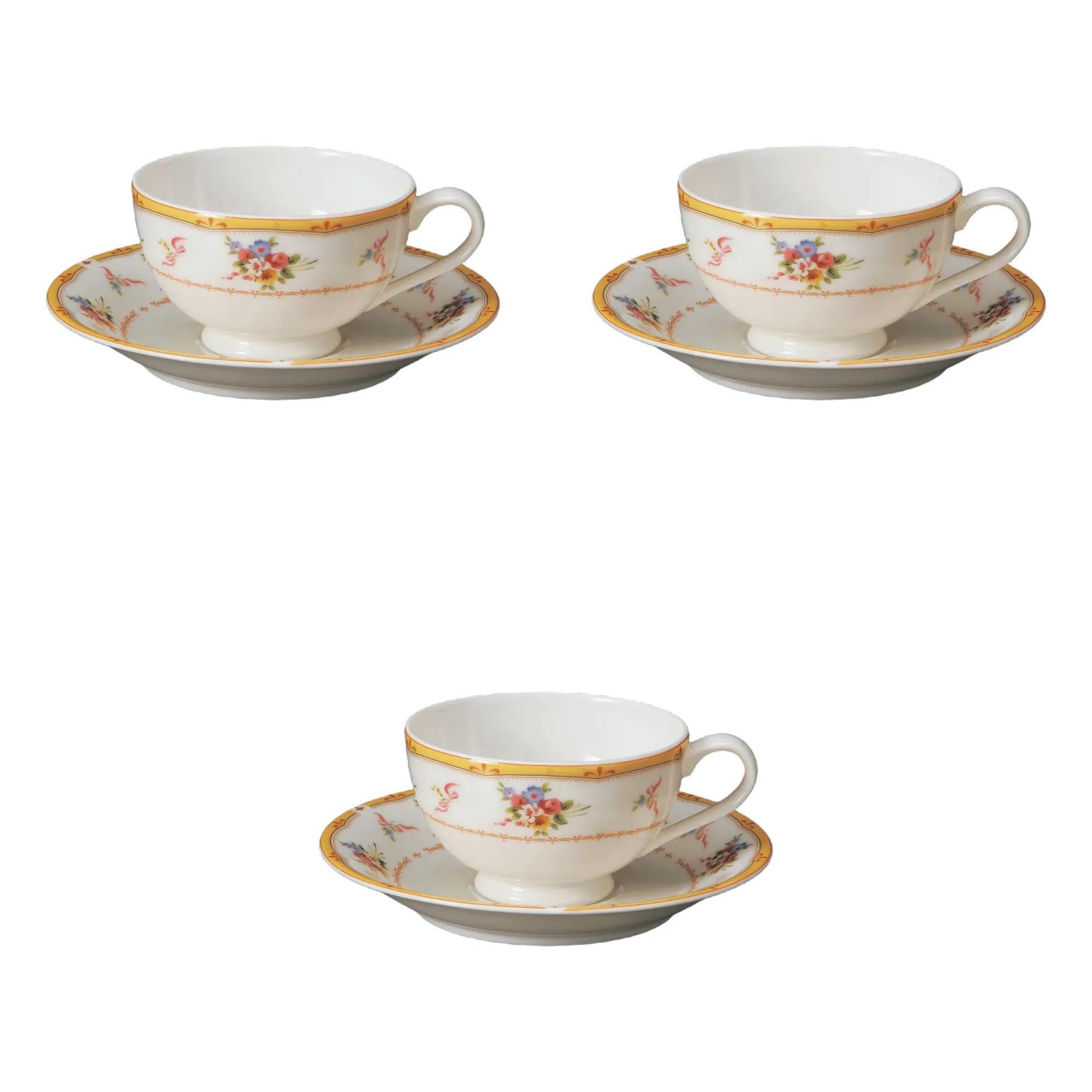 

Set of 3 NB Blanche Black Tea Cups and Saucers x 9 x Fuse Ware Cups and Saucers by Setomonohonpo [11.5 5.5 cm, 200cc]