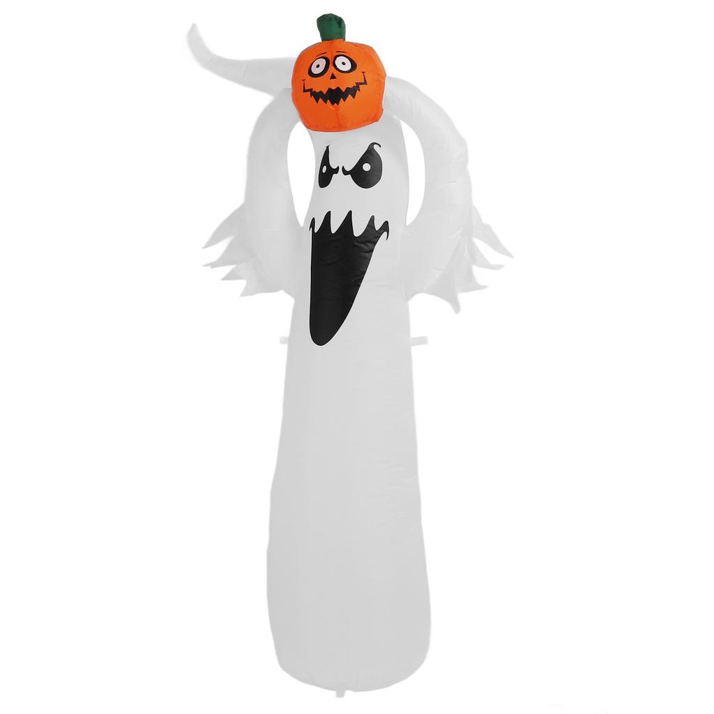 1.8m Halloween Inflatables Pumpkin Head White Ghost Inflatable Pumpkin Blow Up Ghost with LED for