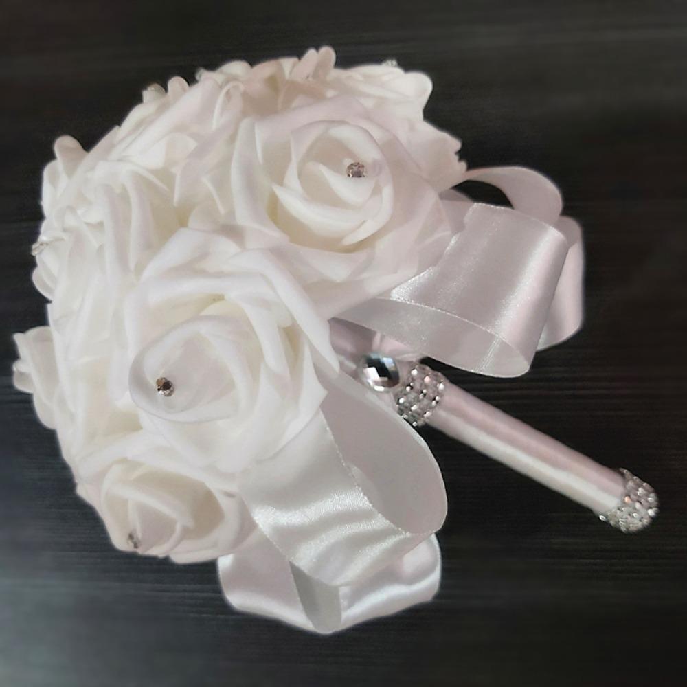 Romantic Bridal Wedding Bouquet Satin Artificial Rose Flower Rose Flower Bouquet  Bridal Wedding