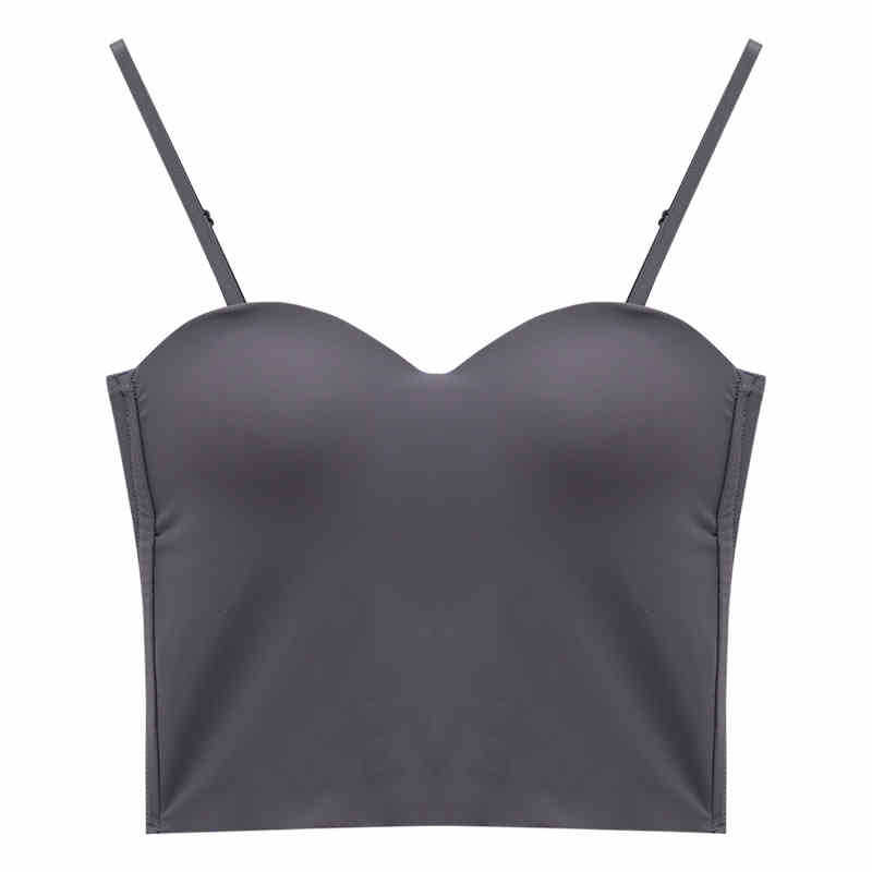 Pure desire ice silk beauty back sling vest one-piece with chest pad thin chest wrap with bottom tube top short top
