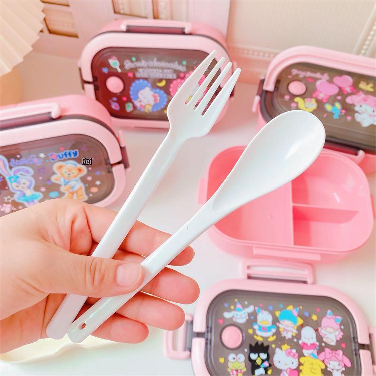 Portable Japanese Double-Layer Bento Lunch Box for Students & Office Workers - Large Capacity, Cartoon Design