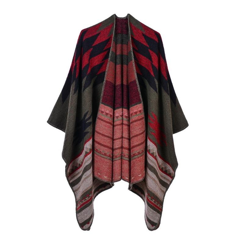 Women's Autumn and Winter Extended Fashion Scarf Shawl Dual-purpose Travel Camping Warm Double-sided Imitation Cashmere Cape