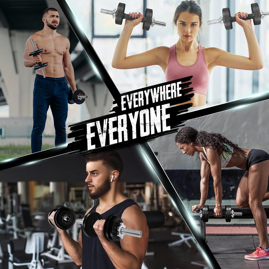 Yes4All Dumbbell Handles, Set of 2, Chrome with Color, 2.5cm Adjustable, 41cm Long [Officially Imported from Japan]