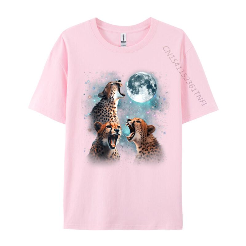Unisex Tshirts 3 Cheetah Moon Howling Cheetah Head Funny For Fashion Leisure Tops Shirt Cotton Fabric Tshirts Design Tee Shirt