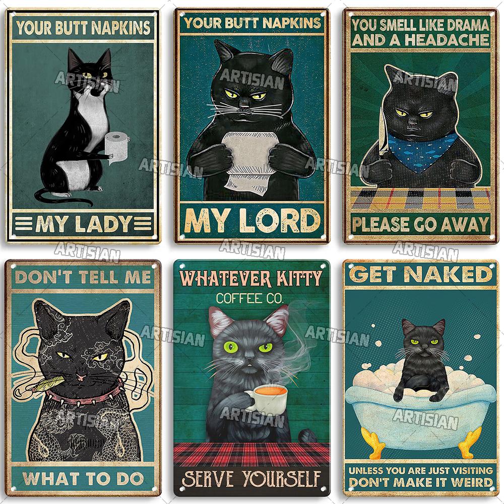 Artisan Halloween Katze Metallschild Salem Sanctuary für heimatlose Katzen Dekorative Blechplatte Wanddeko Garage Bar Pub Club Küche