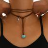 New 1-piece Personalized Fashion Velvet Turquoise Beaded Necklace