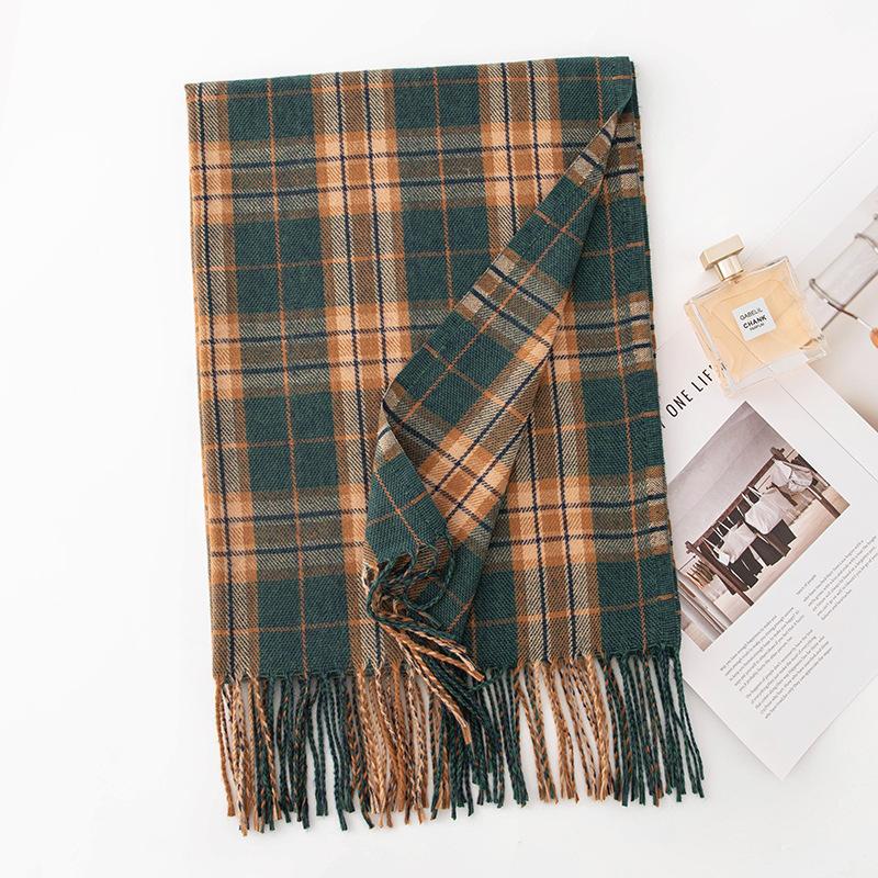 New imitation cashmere plaid scarf women's autumn and winter versatile couple warm scarf gift dual-purpose shawl