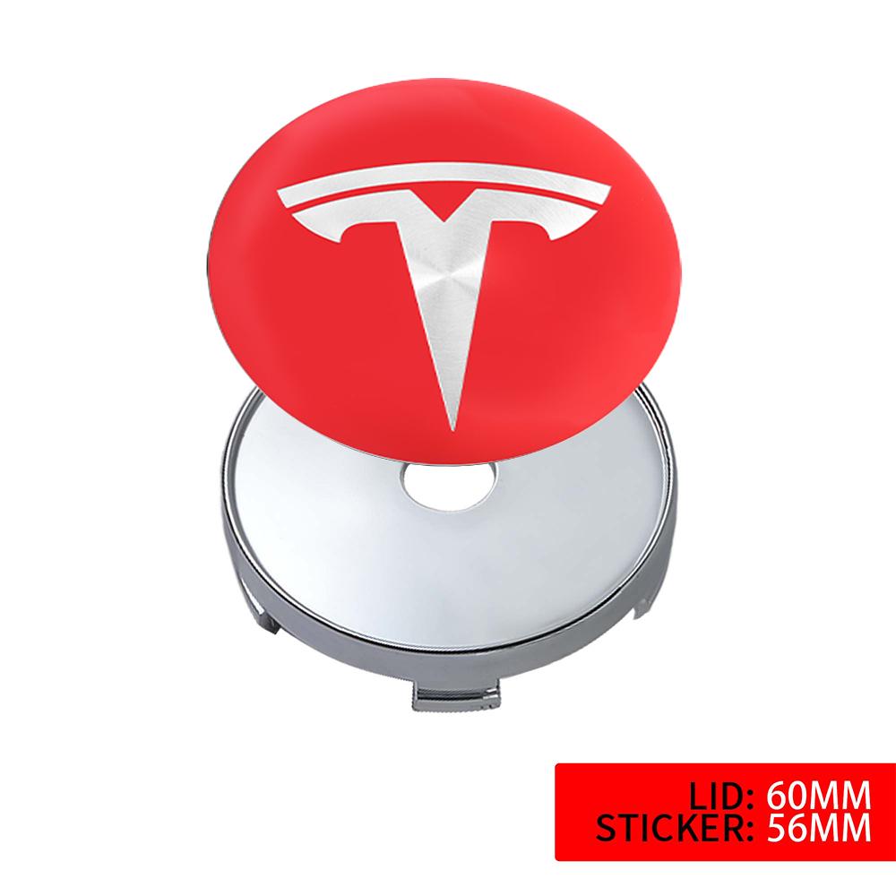 4pcs 56/60mm Car Wheel Center Cover Sticker Tire Hub Cap Badge Covers For Tesla Model 3 Model S Model X Model Y Coil Accessories