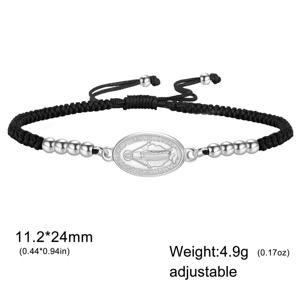 Virgin Mary Pendant Bracelet for Women Stainless Steel Cross Bracelet Catholic Christian Faith Bracelet Religious Gift for Girls