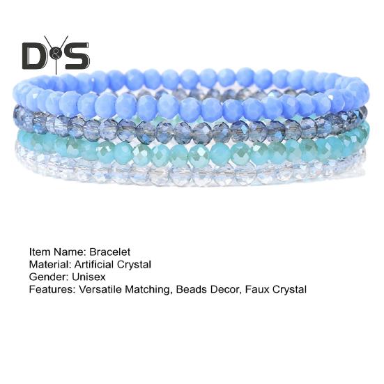 4Pcs/Set Beach Bracelet Fine Workmanship Non-Fading Stacked Bracelet Faux Crystal Versatile Bracelet for Daily Wear