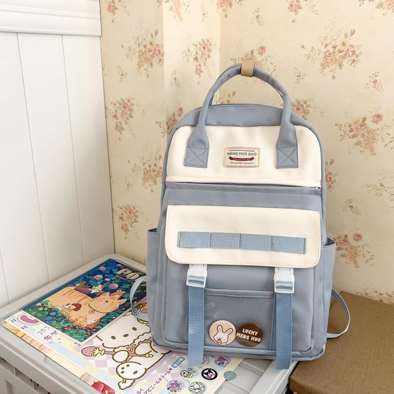 New high-value and lightweight schoolbag for junior high school students, college students, niche contrasting colors, portable backpack for women