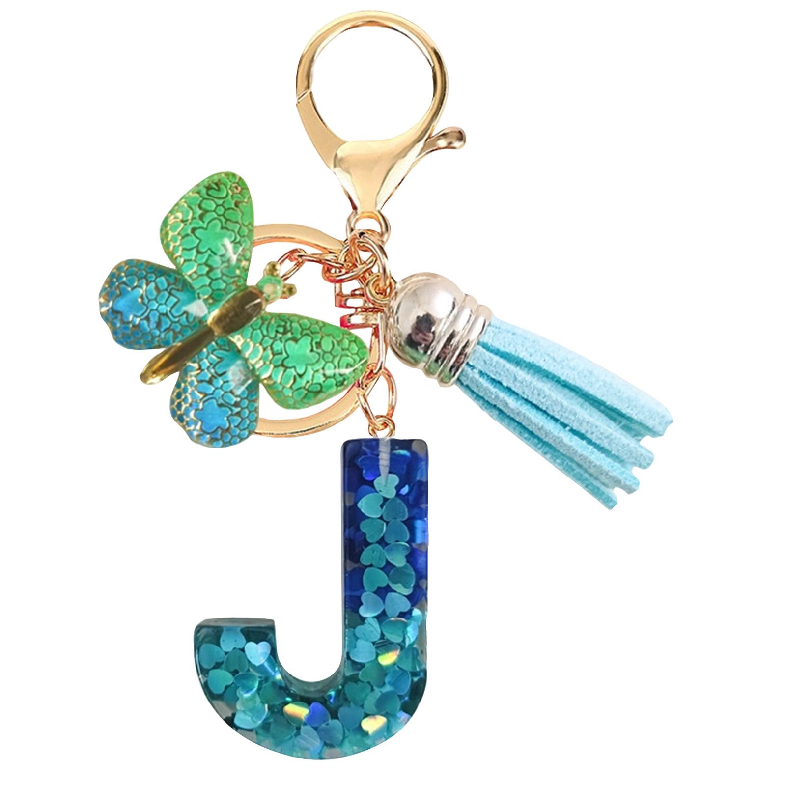 Брелок с буквой, Подвеска-бабочка, Брелок для пары, Брелок с буквой и пайетками One Size