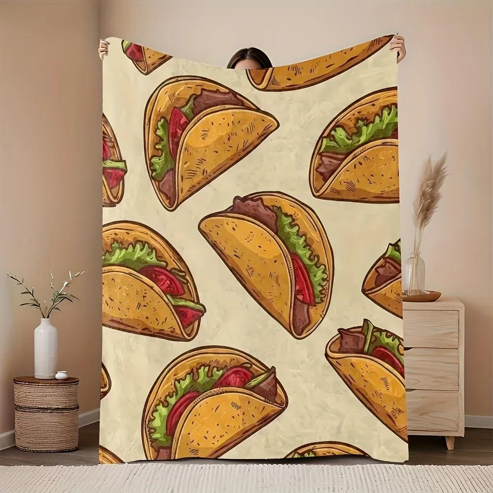 

Corn tortilla pattern Flannel printed blanket suitable for all seasons suitable for living room office sofa and travel 75x100cm