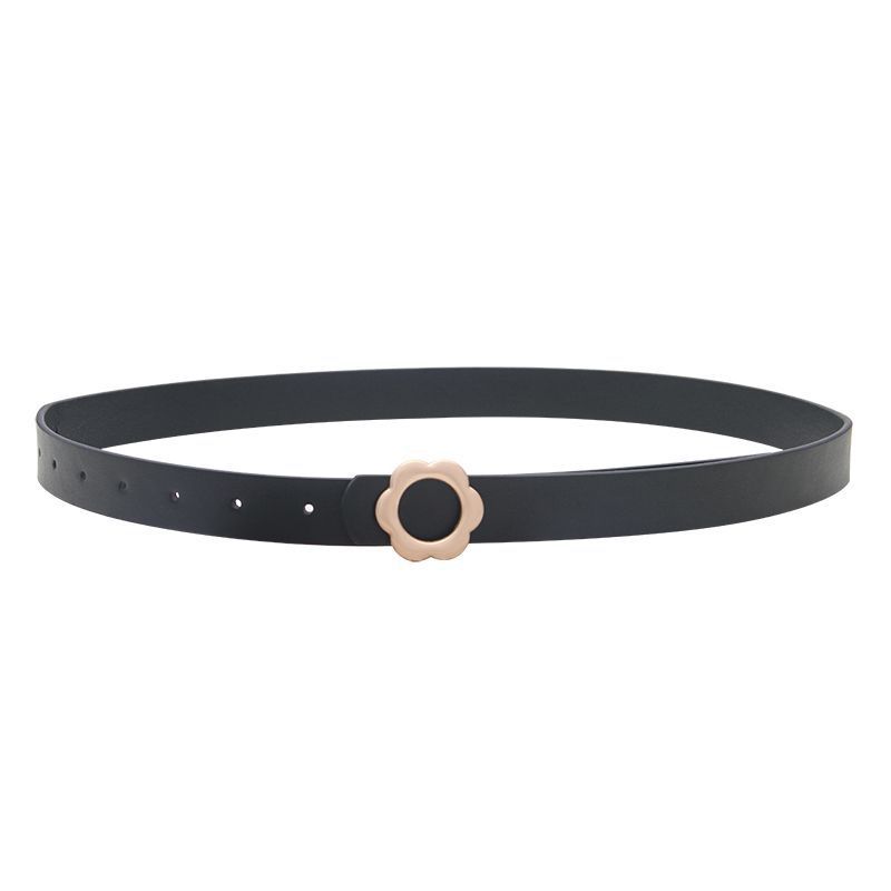 New Stylish 2024 Korean Black Metal Rectangle Buckle Casual Waist Belt Women For