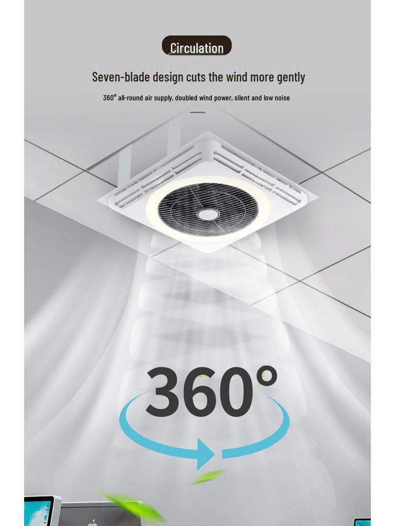 Modern High-Power Integrated Ceiling Fan with Gypsum Board Remote and Aluminum Clip-in Air Circulator