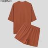 INCERUN Two Pieces Oversized Men Summer Short Sleeve T-Shirts and Loose Shorts Outfits Sets