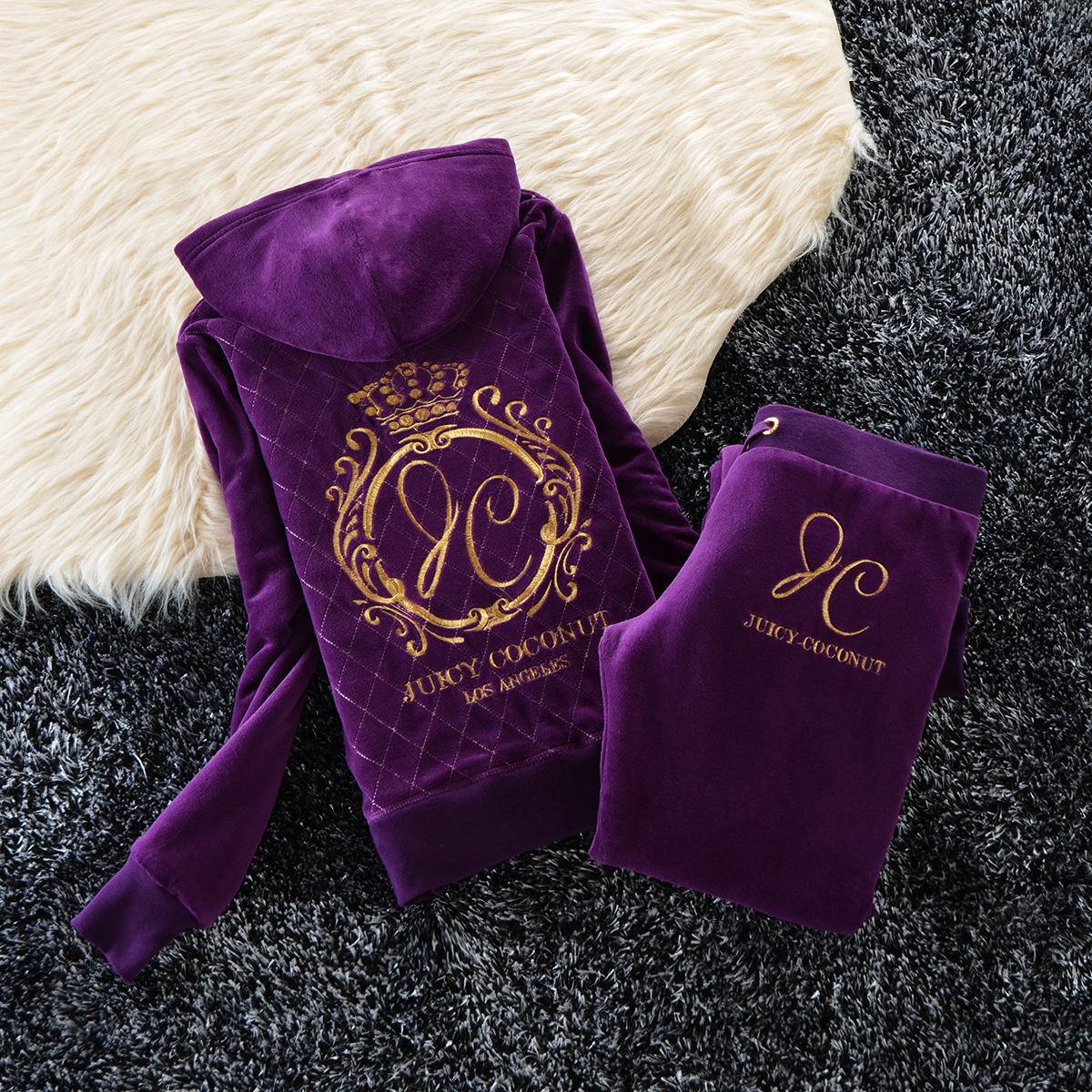 

Женский облегающий спортивный костюм из бархата 2020 года с застежкой-молнией со стразами и вышивкой на осень/зиму Small